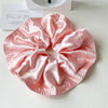 Fabric Hair Accessories Wood Edge Pleated Colon Ring Oversized Flower Bud Ring Handmade