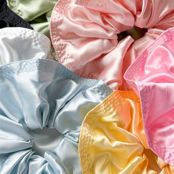 Fabric Hair Accessories Wood Edge Pleated Colon Ring Oversized Flower Bud Ring Handmade