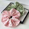 Fabric Hair Accessories Wood Edge Pleated Colon Ring Oversized Flower Bud Ring Handmade