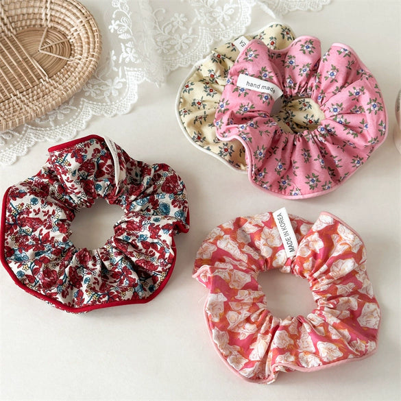 Fabric Handmade Elegant High Elasticity Broken Flower Large Intestine Style Hair Ring Hair Accessories