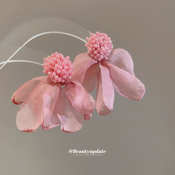 Fabric Handmade Flower Shape Women's Vacation Style Earrings