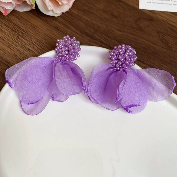 Fabric Handmade Flower Shape Women's Vacation Style Earrings