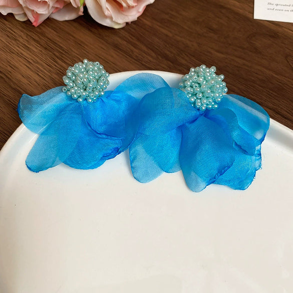 Fabric Handmade Flower Shape Women's Vacation Style Earrings