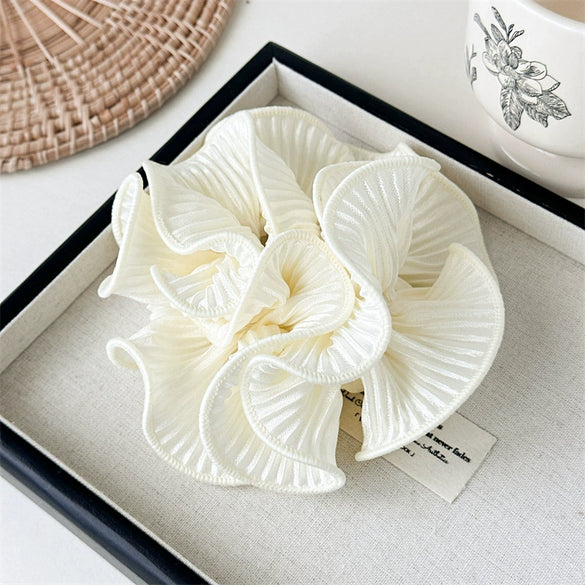 Fabric Handmade High Elasticity Pleated Ruffle Scrunchie For Women