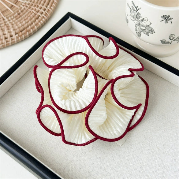 Fabric Handmade High Elasticity Pleated Ruffle Scrunchie For Women