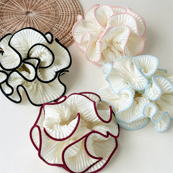 Fabric Handmade High Elasticity Pleated Ruffle Scrunchie For Women