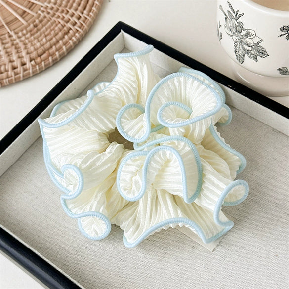 Fabric Handmade High Elasticity Pleated Ruffle Scrunchie For Women