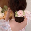 Fabric Handmade Rose Flower Girls' Hair Rope Ponytail Hair Band