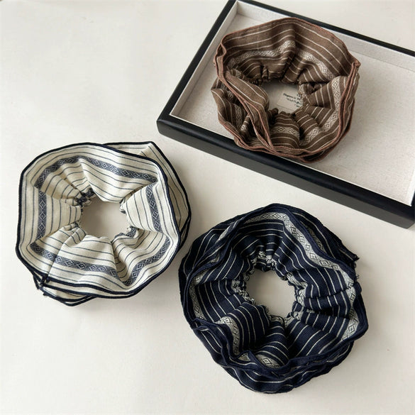 Fabric Handmade Striped Hair Ring For Female As Hair Accessories