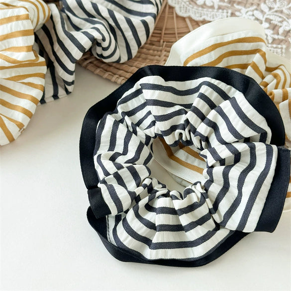 Fabric Handmade Striped Scrunchie Hair Accessory For Ponytail And Hair Bun