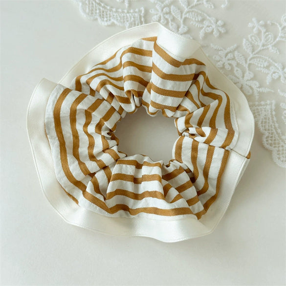 Fabric Handmade Striped Scrunchie Hair Accessory For Ponytail And Hair Bun