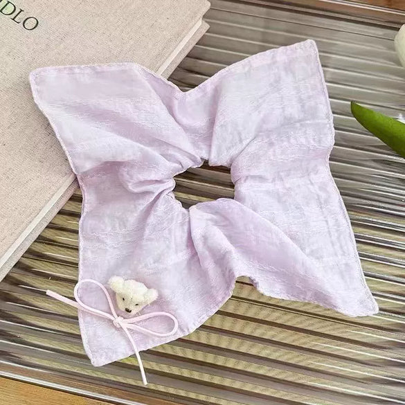 Fabric Handmade Sweet High Elasticity Bear Square Hair Accessory For Women