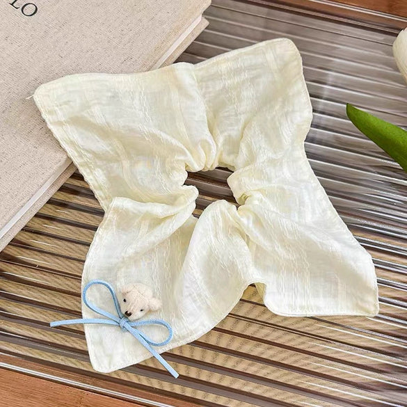 Fabric Handmade Sweet High Elasticity Bear Square Hair Accessory For Women