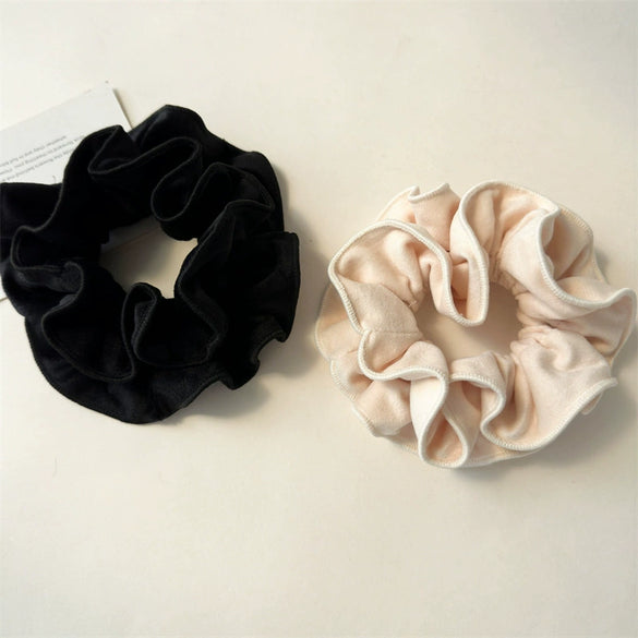 Fabric Handmade Velvet Hair Ring With Large Bowel Shape And Solid Color High Elasticity And Elegant Style