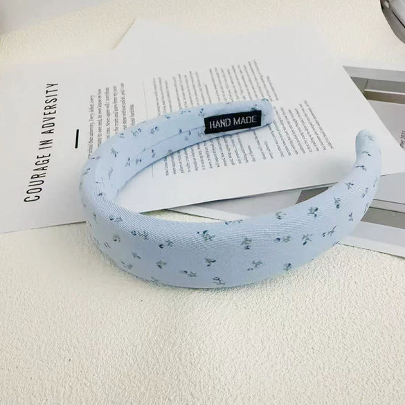 Fabric Handmade Women's Blue Bow Headband