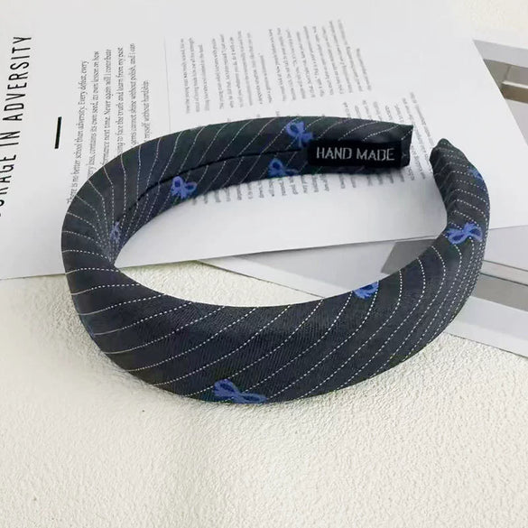 Fabric Handmade Women's Blue Bow Headband