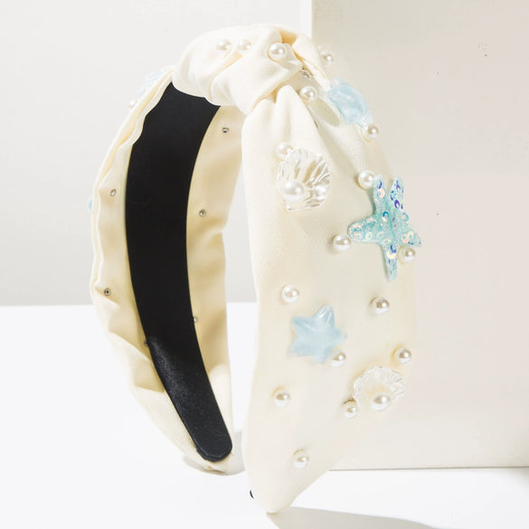 Fabric Headband Set With Pearls For Women Hair Accessories Knot Style