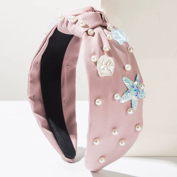 Fabric Headband Set With Pearls For Women Hair Accessories Knot Style