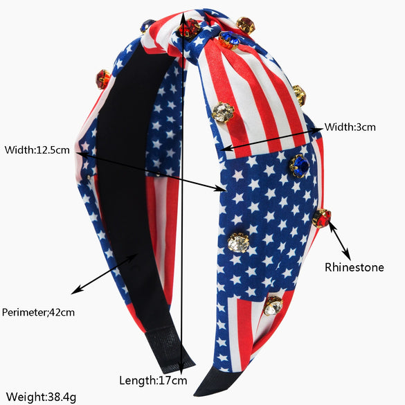 Fabric Headband With Diamond Fivepointed Star And Striped Pattern Women's Hair Accessories