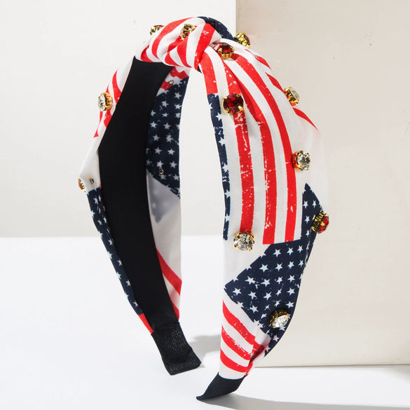 Fabric Headband With Diamond Fivepointed Star And Striped Pattern Women's Hair Accessories