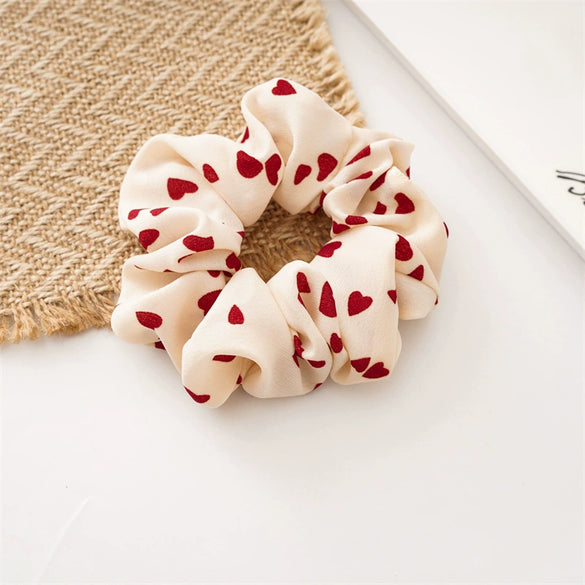 Fabric Heart Threecolor Handmade Scrunchie For Women Hair Accessory
