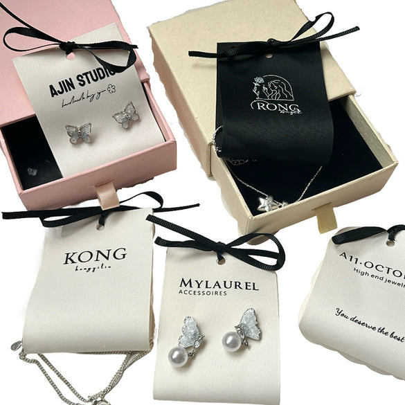 Fabric Jewelry Card Made Of Soft Cotton Cloth For Earrings Necklace Hair Ring Packaging With Label