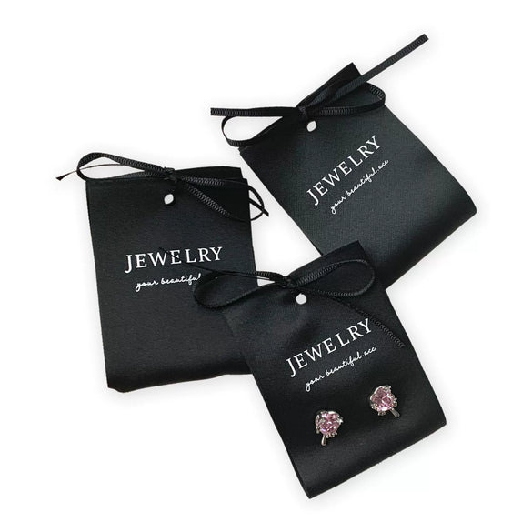 Fabric Jewelry Packaging With Soft Cloth Cardboard Card And Ribbon For Earrings Hair Ring Necklace And Bracelet