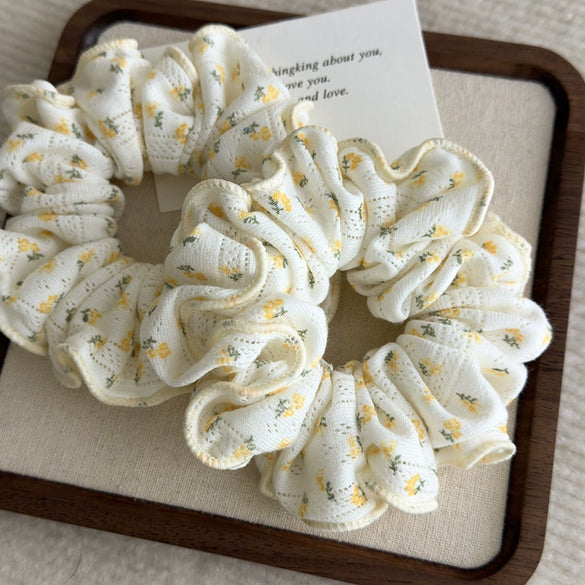 Fabric Knitted Floral Hair Ring And Hair Rope Headdress