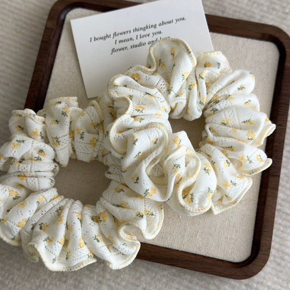 Fabric Knitted Floral Hair Ring And Hair Rope Headdress