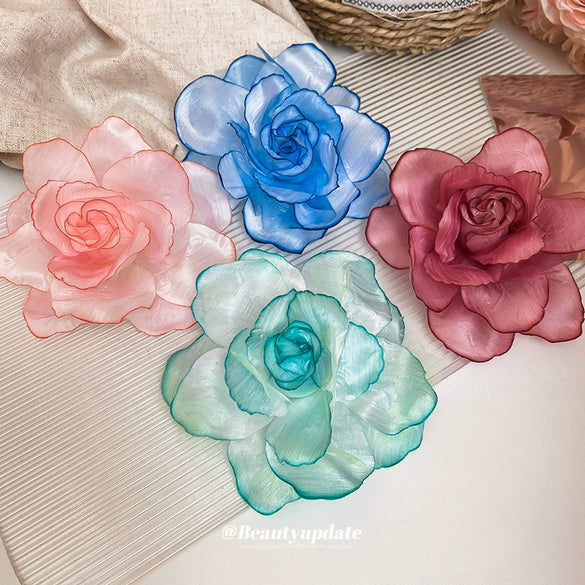 Fabric Mesh Flower Side Duckbill Clip Women's Hair Accessories With Manual Processing For Casual Holiday Style Headwear