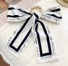 Fabric Pearl Hair Band Ribbon Silk Scarf Style Ponytail Hair Tie Knitted High Elasticity Hair Accessory For Women