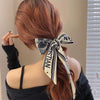 Fabric Pearl Hair Band Ribbon Silk Scarf Style Ponytail Hair Tie Knitted High Elasticity Hair Accessory For Women