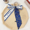 Fabric Pearl Hair Band Ribbon Silk Scarf Style Ponytail Hair Tie Knitted High Elasticity Hair Accessory For Women