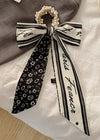 Fabric Pearl Hair Band Ribbon Silk Scarf Style Ponytail Hair Tie Knitted High Elasticity Hair Accessory For Women