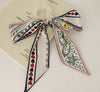 Fabric Pearl Hair Band Ribbon Silk Scarf Style Ponytail Hair Tie Knitted High Elasticity Hair Accessory For Women