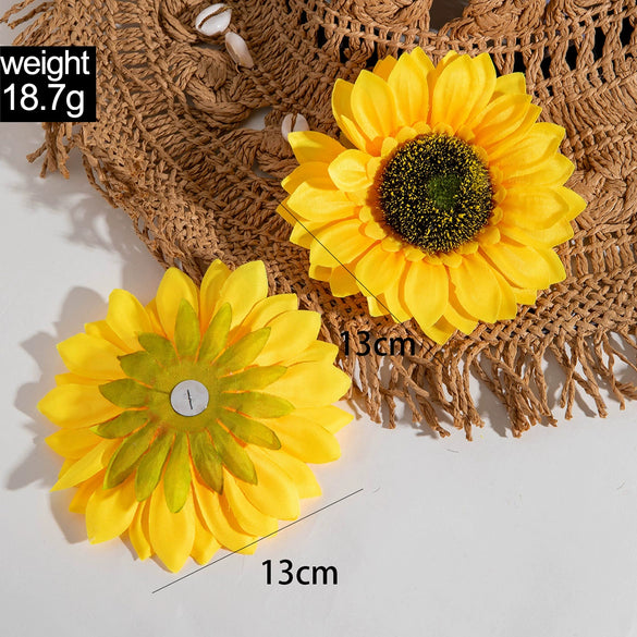 Fabric Sunflower Rose Flower Earrings For Women