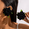 Fabric Sunflower Rose Flower Earrings For Women