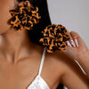 Fabric Sunflower Rose Flower Earrings For Women
