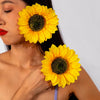 Fabric Sunflower Rose Flower Earrings For Women