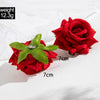 Fabric Sunflower Rose Flower Earrings For Women