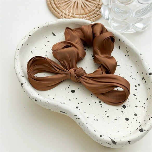 Fabric Twisted Knot Bow Simple Handmade Women's Hair Ring Headwear