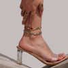 Faceted Czech Glass Anklet Stainless Steel 18K Gold Plated Geometric Women's Foot Jewelry