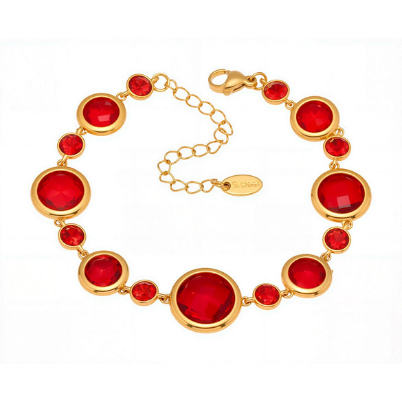 Faceted Czech Glass Anklet Stainless Steel 18K Gold Plated Geometric Women's Foot Jewelry