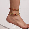Faceted Czech Glass Anklet Stainless Steel 18K Gold Plated Geometric Women's Foot Jewelry