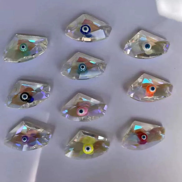 Faceted Glass Glazed Oil Dripping Eyes Pendant Jewelry Making Accessories