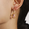 Faceted Oval Czech Glass Geometric Stainless Steel Electroplated Earrings For Women