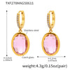 Faceted Oval Czech Glass Geometric Stainless Steel Electroplated Earrings For Women