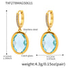 Faceted Oval Czech Glass Geometric Stainless Steel Electroplated Earrings For Women