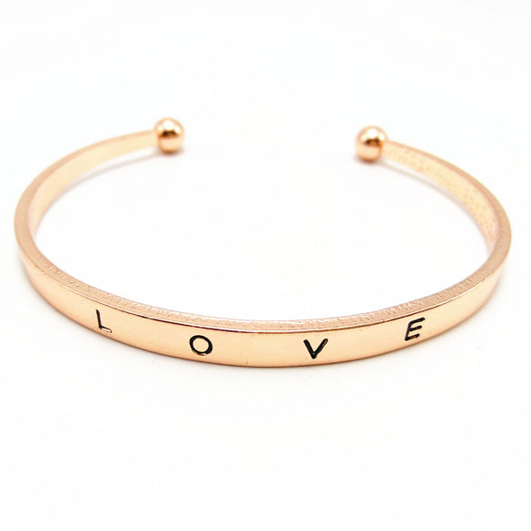 Factory  Simple Fashion Personality Letter Love Open Bracelet Environmental Protection C Type Rose Gold Bracelet For Women