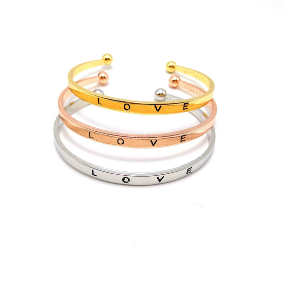 Factory  Simple Fashion Personality Letter Love Open Bracelet Environmental Protection C Type Rose Gold Bracelet For Women